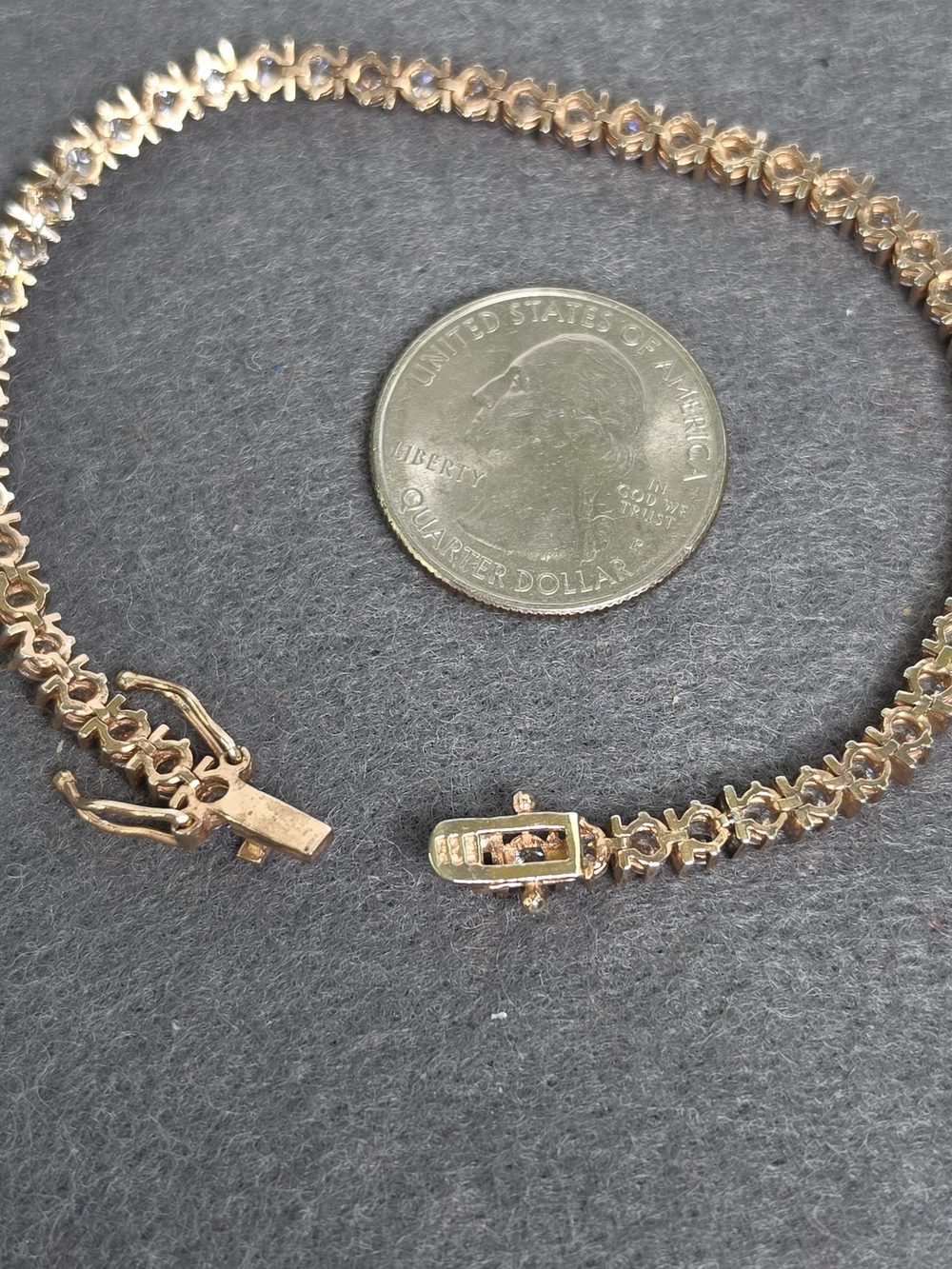 Sterling Silver Vintage Rose Gold Vermeil Tennis Bracelet CZ Stones - Picture 4 of 10